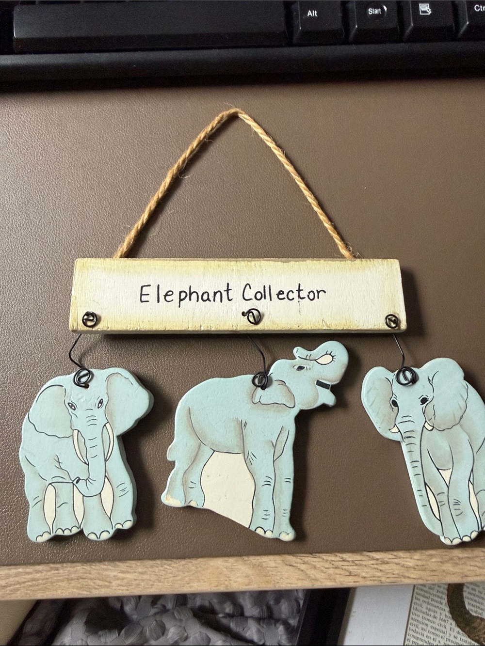Elephant Collector Hanging Wall Decor - Light Blue